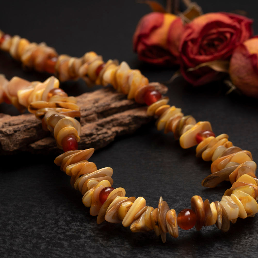 mother of pearl and carnelian necklace