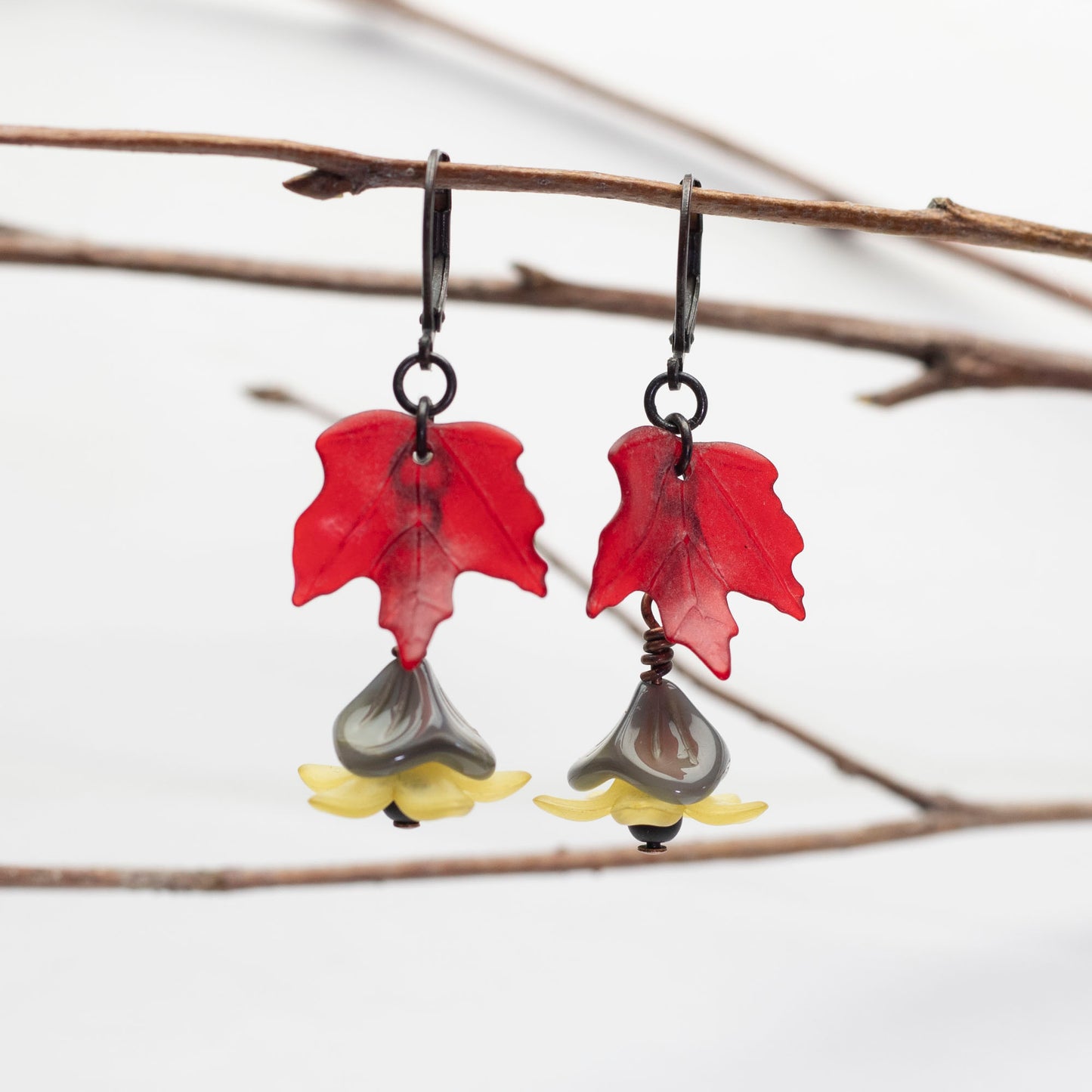 Lucite & Glass Fall Earrings