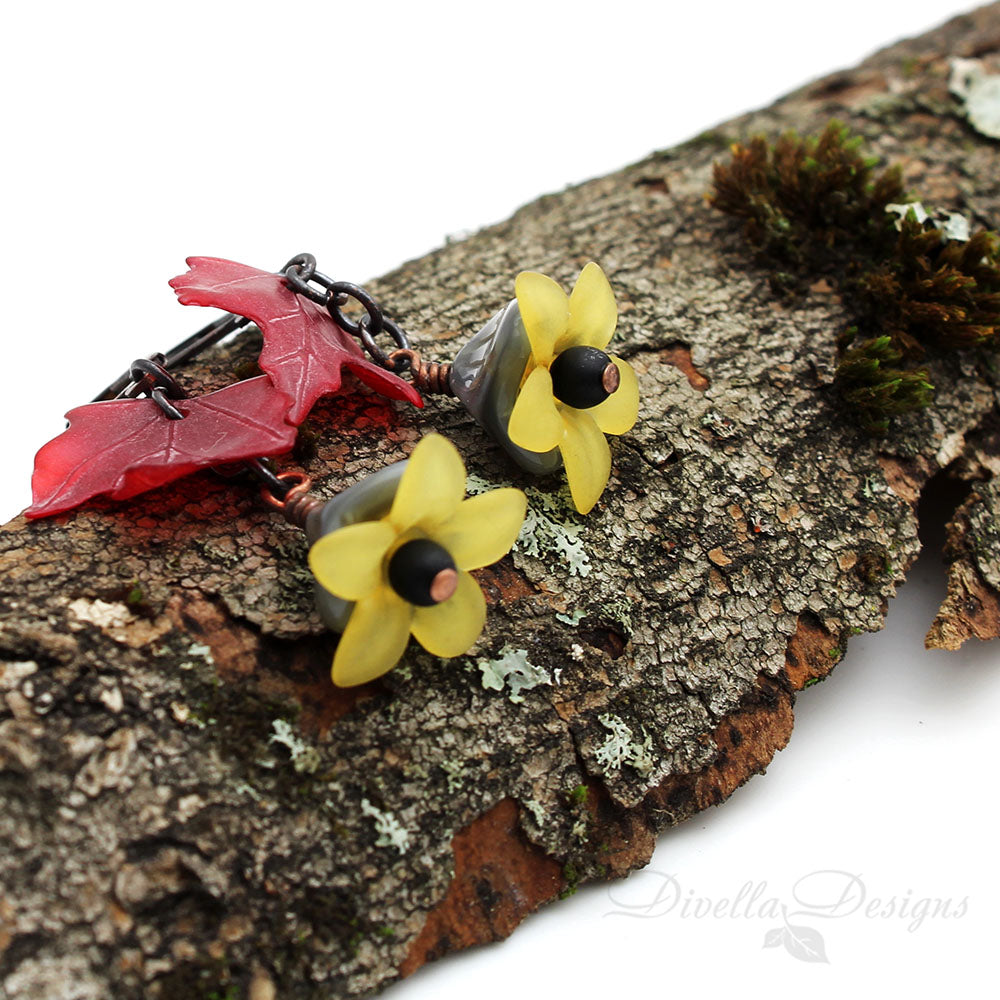 Lucite & Glass Fall Earrings