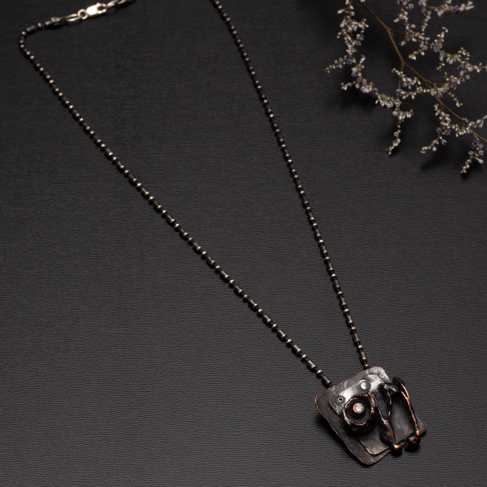 abstract copper and silver necklace