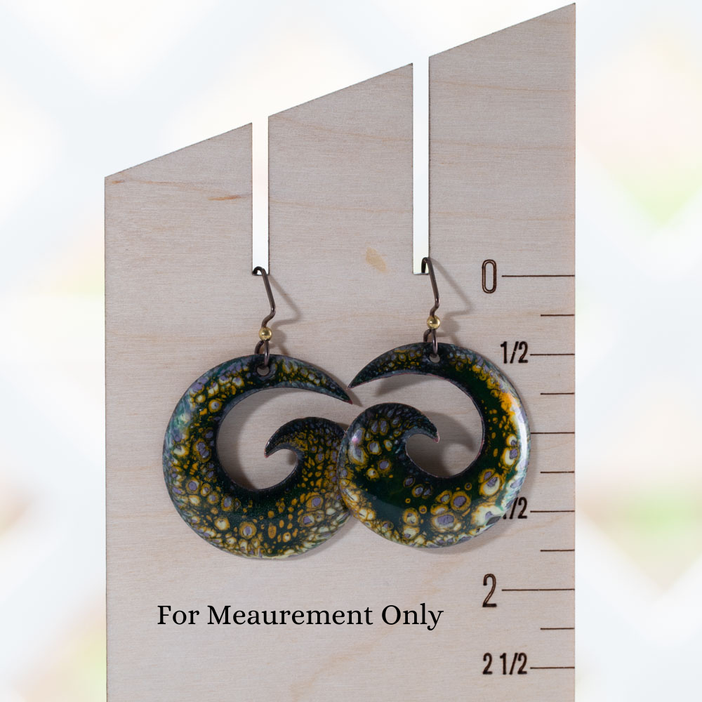 Blue, Yellow & Green Spiral Enamel Earrings