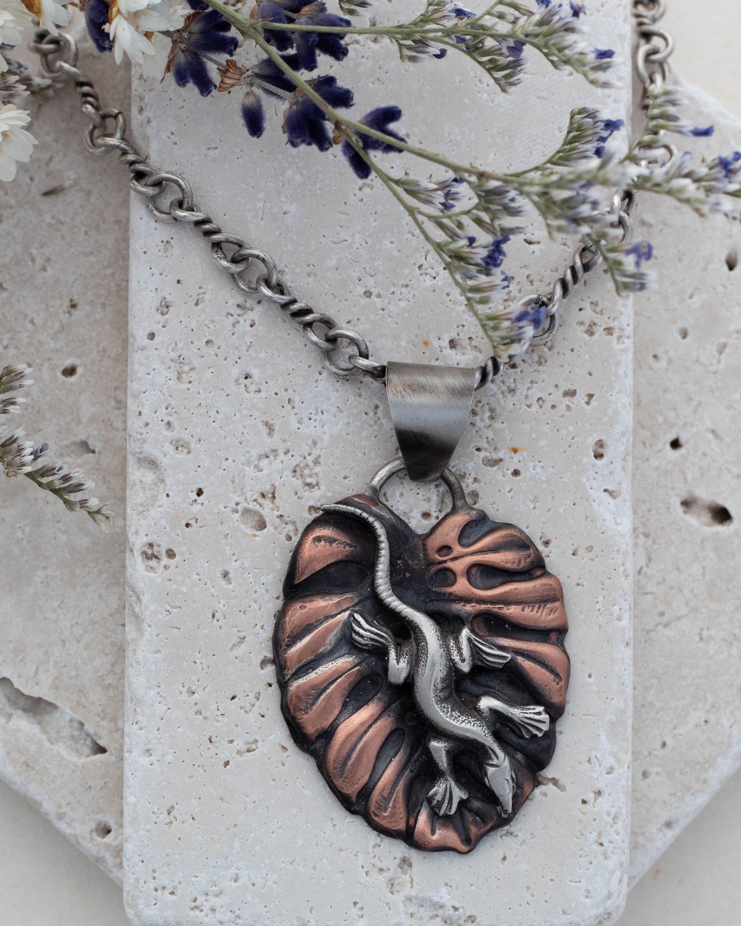 Lizbeth Sterling Silver & Copper Pendant Necklace