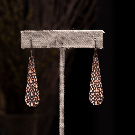 teardrop copper raindrop earrings