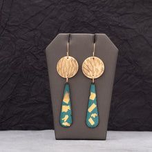  Two Piece Dangle Earrings-Teal Abstract