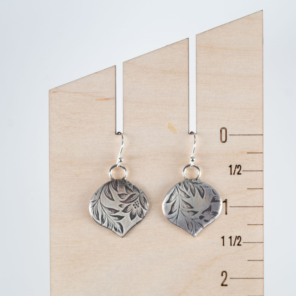 Silver Leaf Imprint Earrings