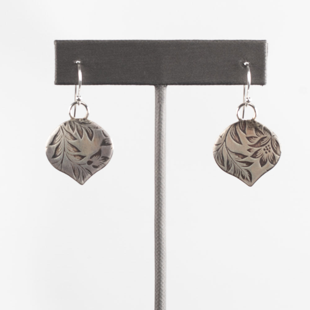 Silver Leaf Imprint Earrings