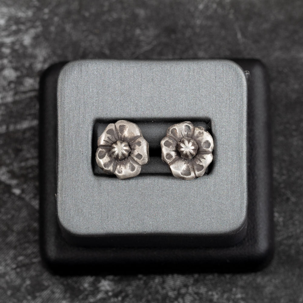 Silver Wildflower Stud Earrings