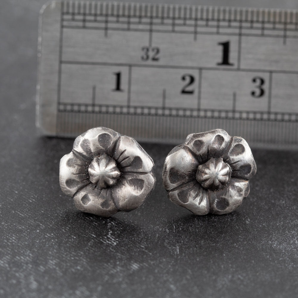 Silver Wildflower Stud Earrings
