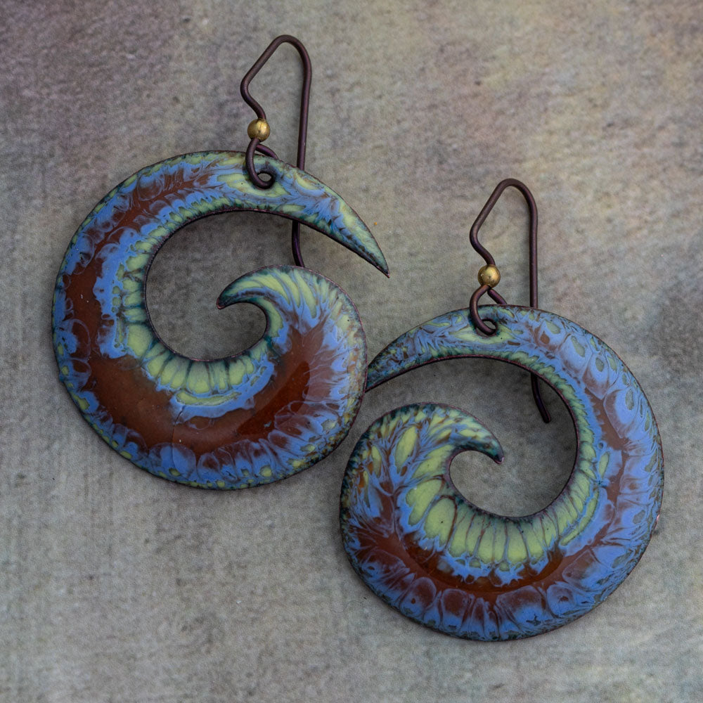 Enamel Spiral Earrings