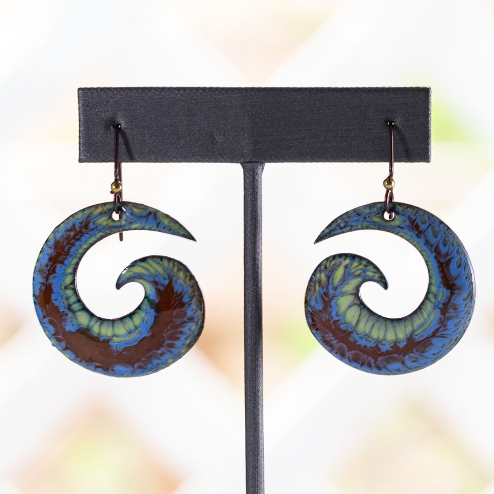 Enamel Spiral Earrings