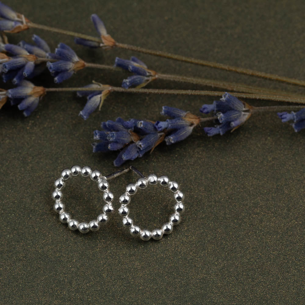 Minimalist sterling silver beaded stud earrings by Divella Designs