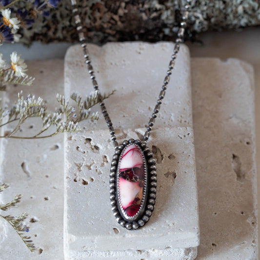 One-of-a-kind fine silver Dahlia Rose cabochon pendant, handcrafted in Vermont