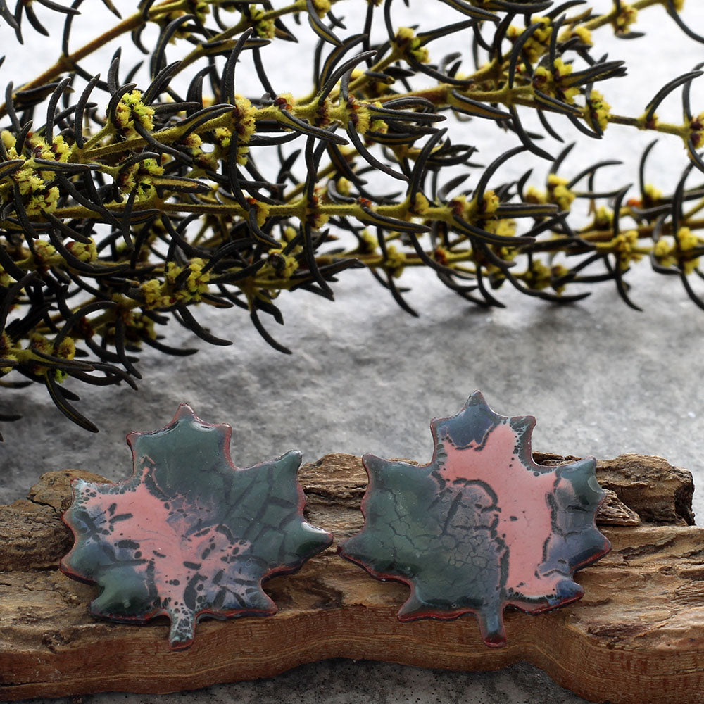 Autumn Ember Leaf Studs