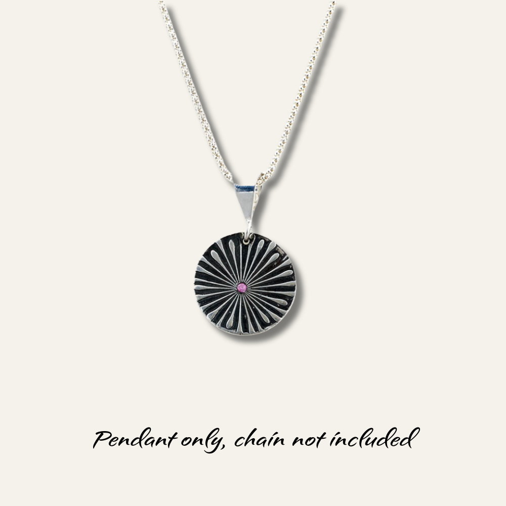 Fine Silver Burst Pendant with bark