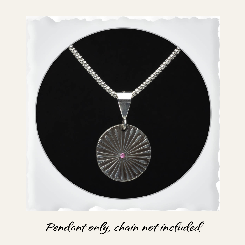 Fine Silver Burst Pendant with bark