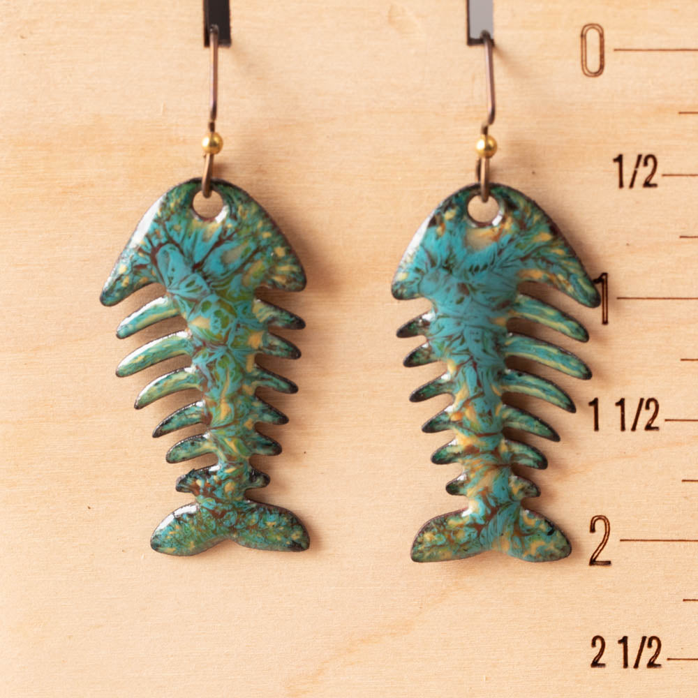 π Fishbone Earrings β Green Meadow