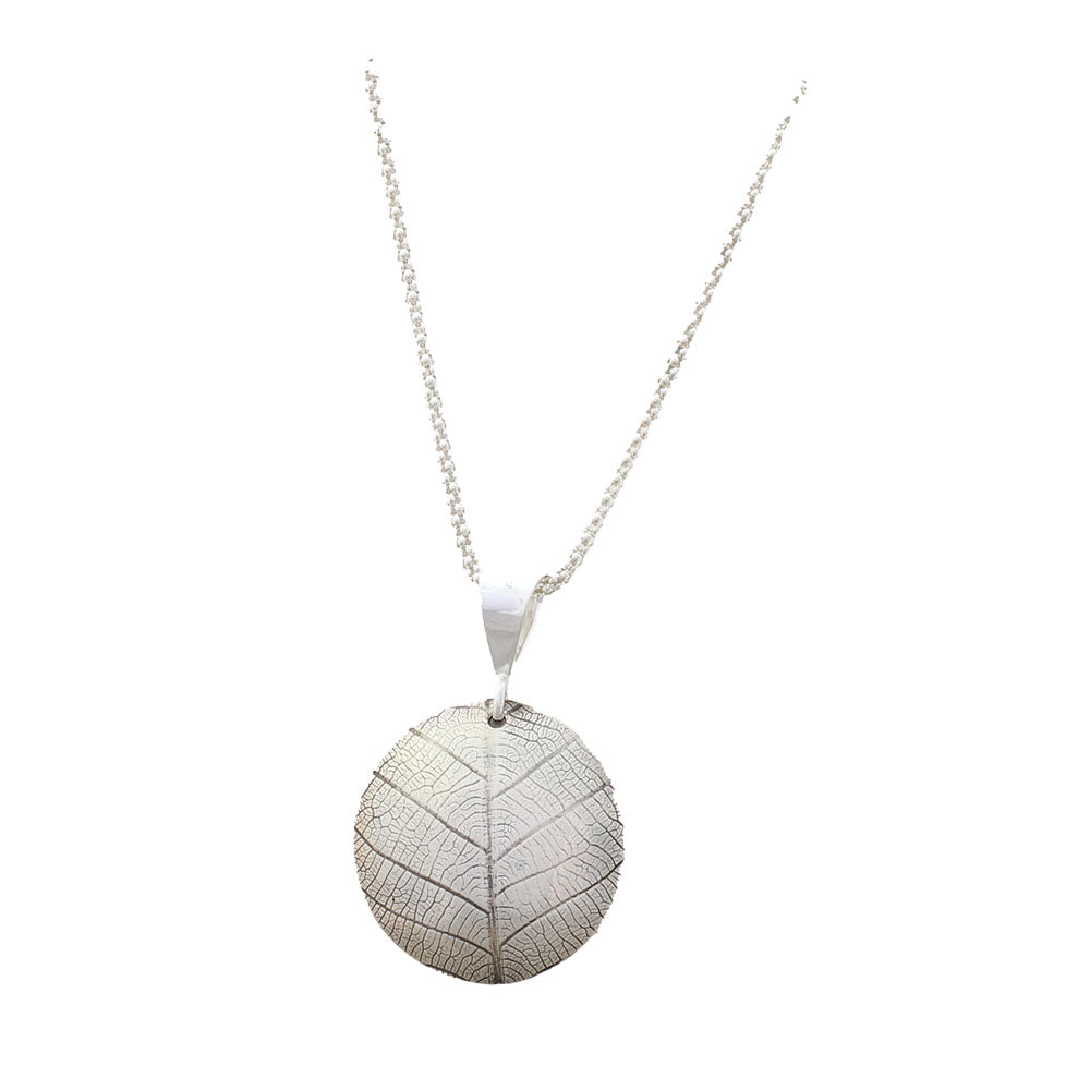 Silver Leaf Print Necklace