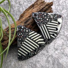  Black & Cream Floral Triangle Earrings