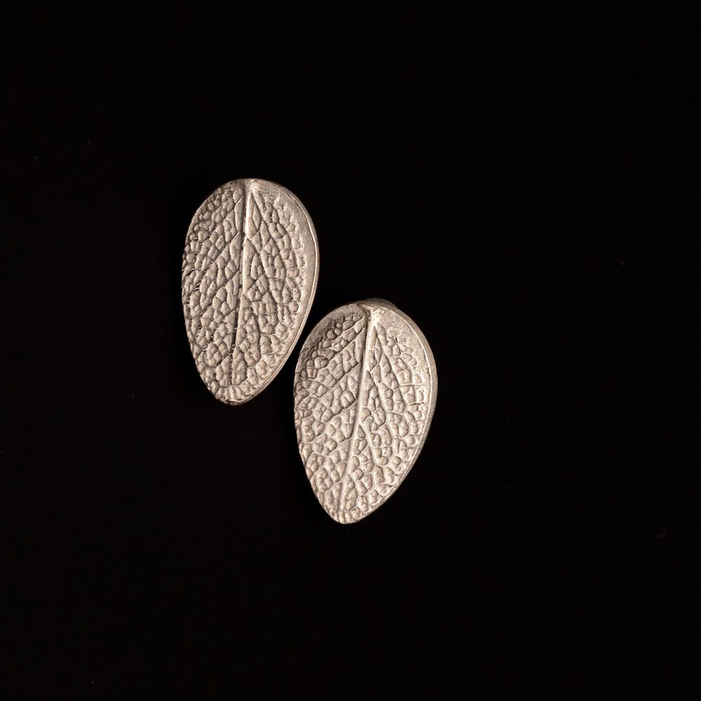 Sage Leaf Print Silver Earrings