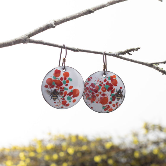 Round Bees In The Garden Earrings