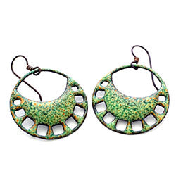 Colorful enamel hoop earrings with openwork design and niobium ear wires