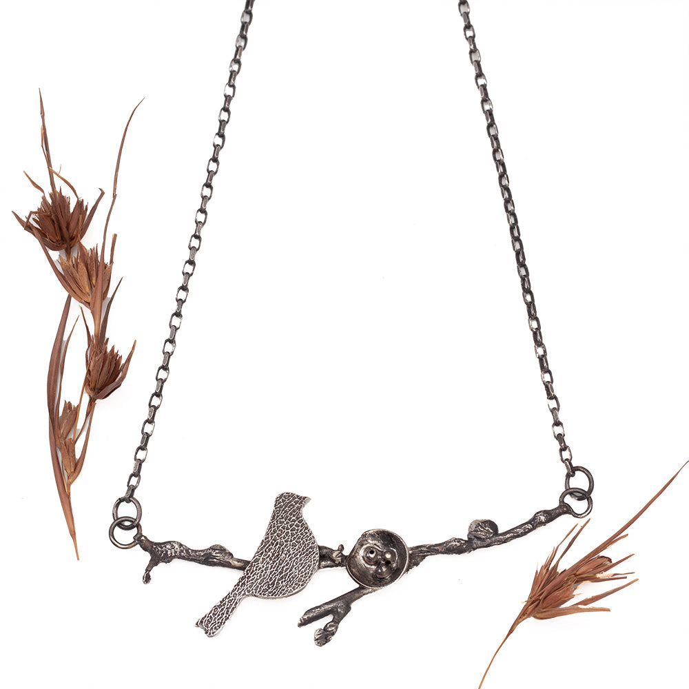 A Robin With Her Nest Necklace