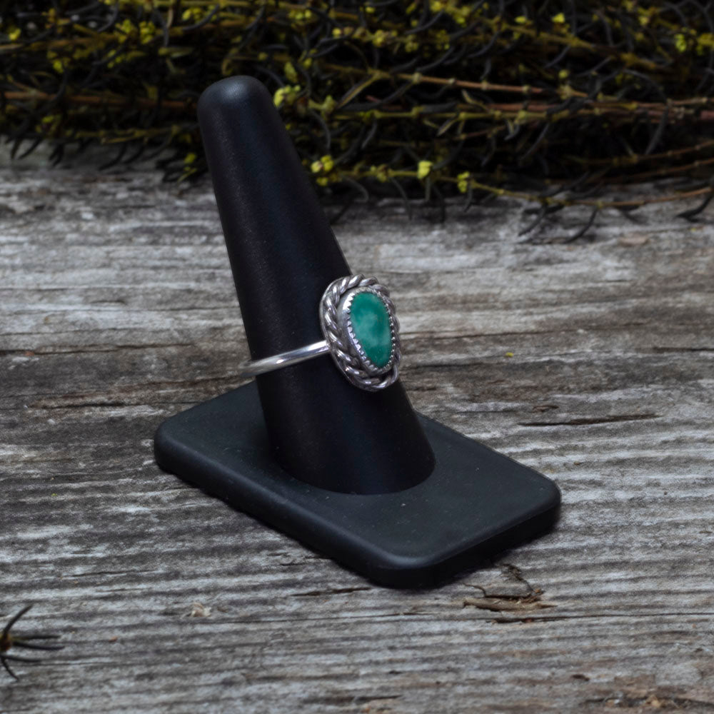 Sterling silver ring with King’s Mine turquoise gemstone in size 9