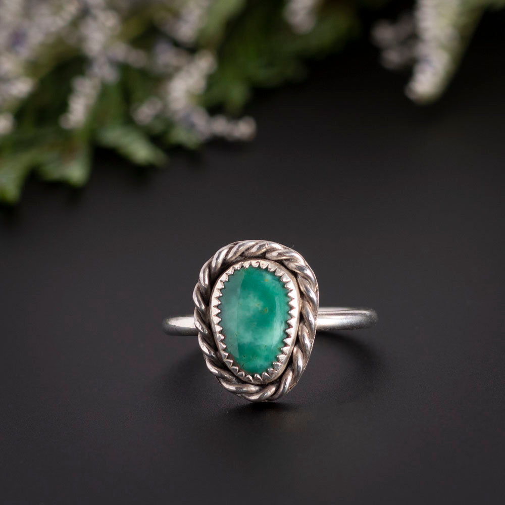 Sterling silver ring with King’s Mine turquoise gemstone in size 9