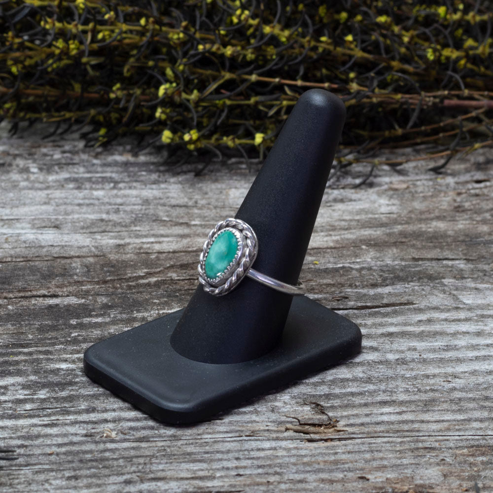 Sterling silver ring with King’s Mine turquoise gemstone in size 9