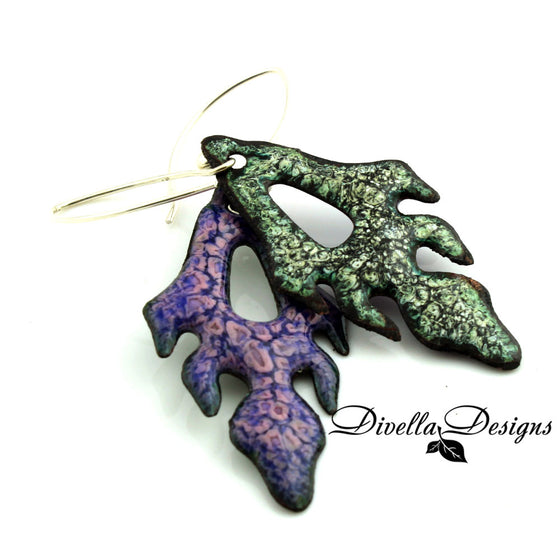 Front and back view of Frond boho Earrings by divelladesigns.com
