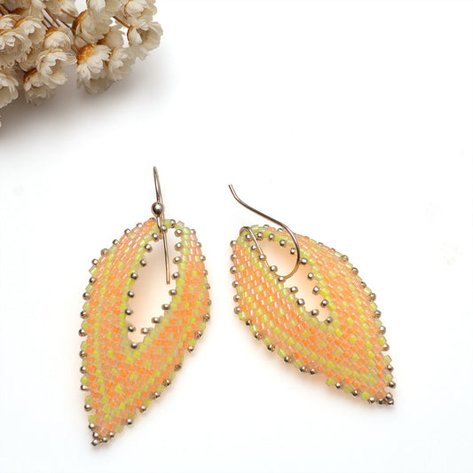 Beaded Leaf Earrings