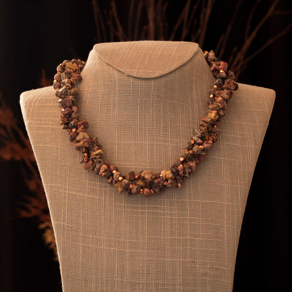 three strand jasper twist necklace