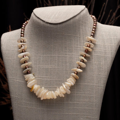 mother of pearl and pearl necklace