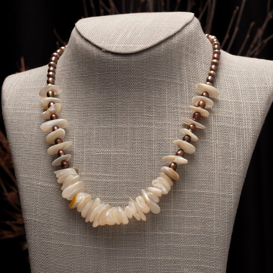 mother of pearl and pearl necklace