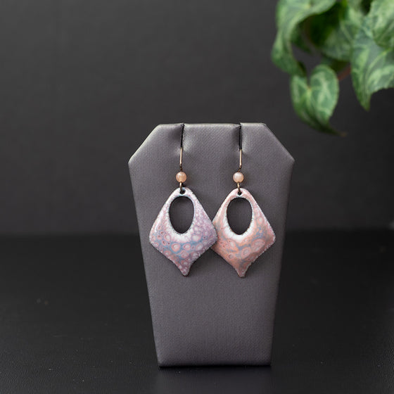 Pink & Blue Enamel & Gemstone Earrings