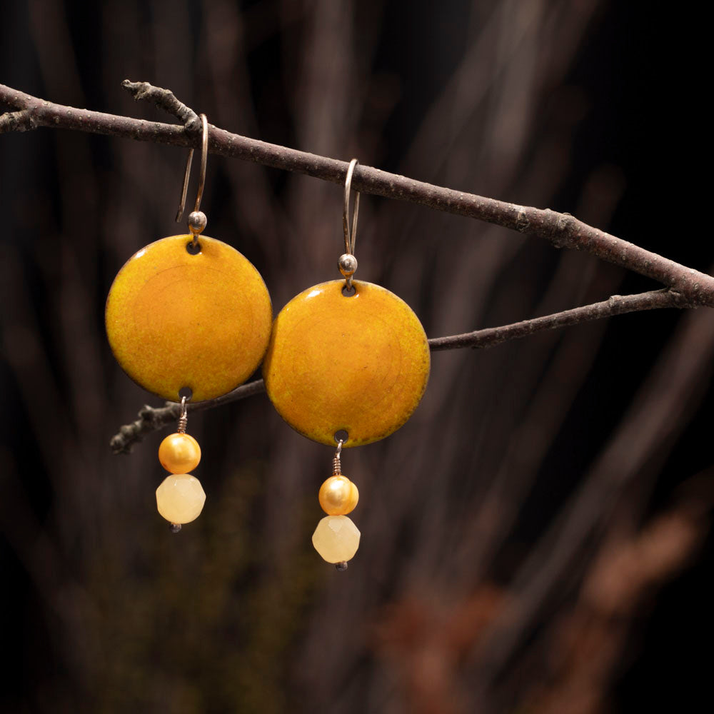 Enameled Disc Earrings