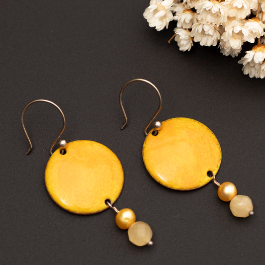 Enameled Disc Earrings