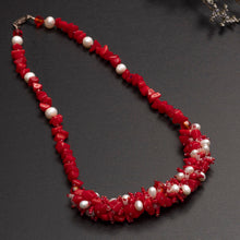 Red Coral and White Pearl Necklace