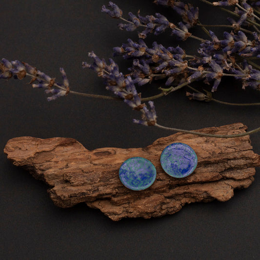 blue enamel post earrings