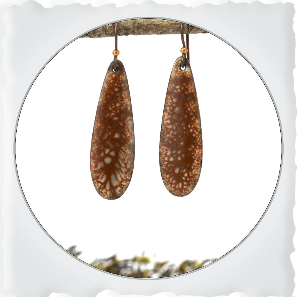 Two-Toned Brown Teardrop Enamel Earrings