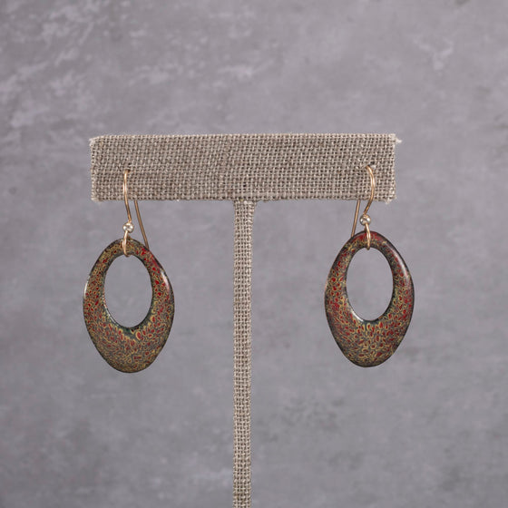 Oval Enameled Copper Earrings