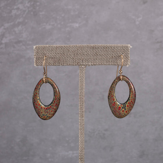 Oval Enameled Copper Earrings