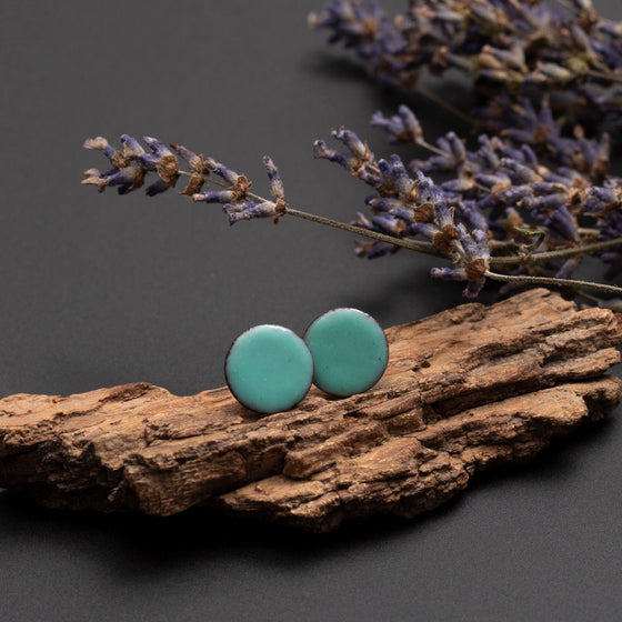 turquoise enamel earrings-studs