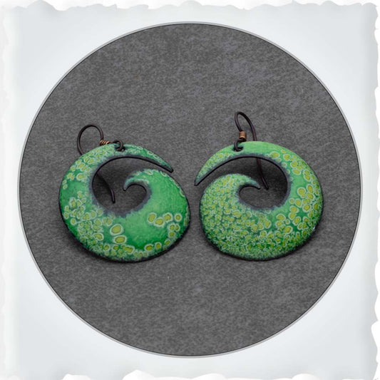 Green Spiral Earrings