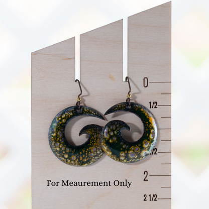 Blue & Yellow Spiral enamel Earrings