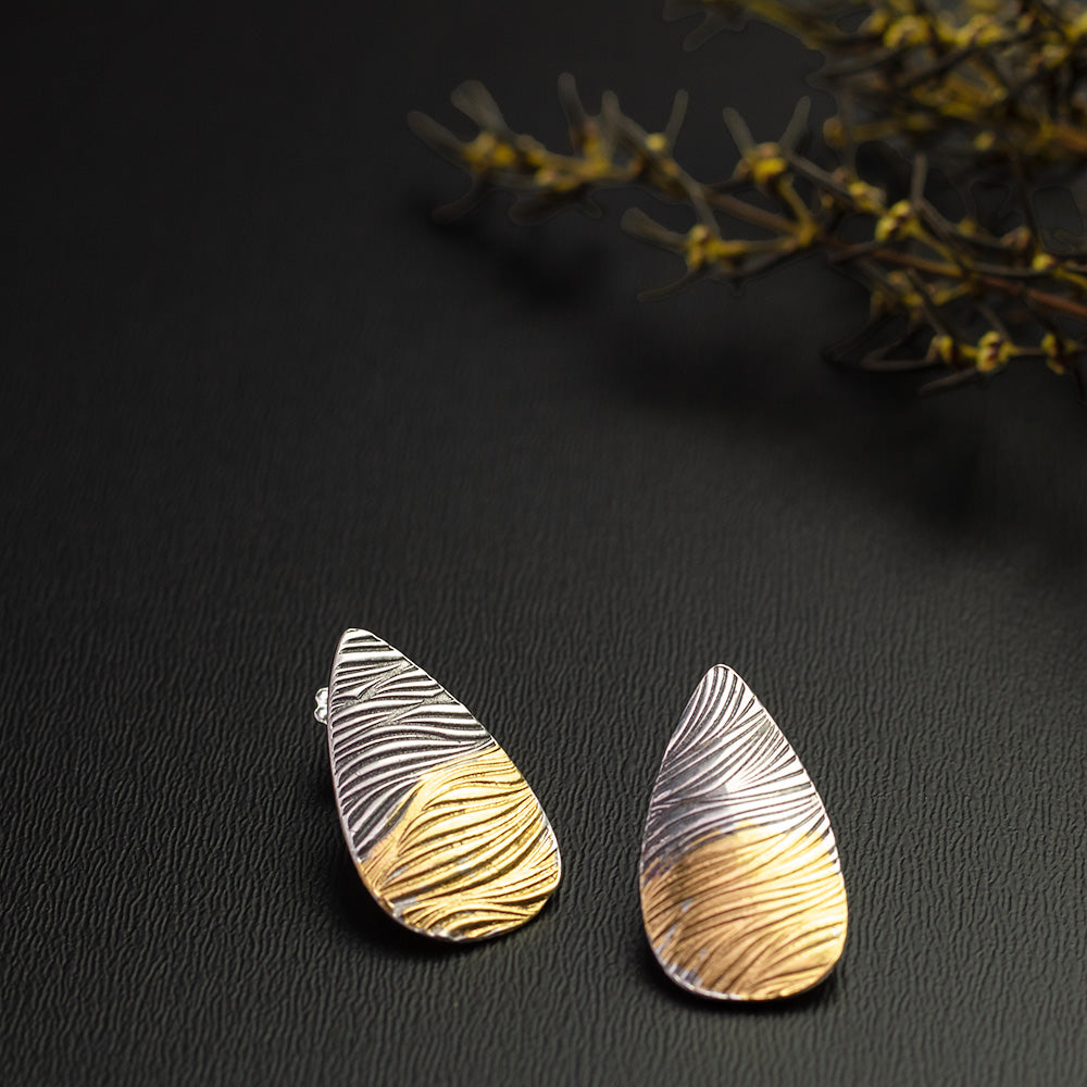 Silver & Gold Keum Boo Wave Earrings