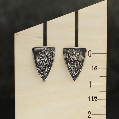 Silver Chrysanthemum Earrings