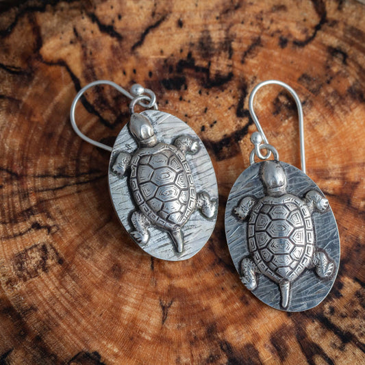 Silver Turtle Earrings