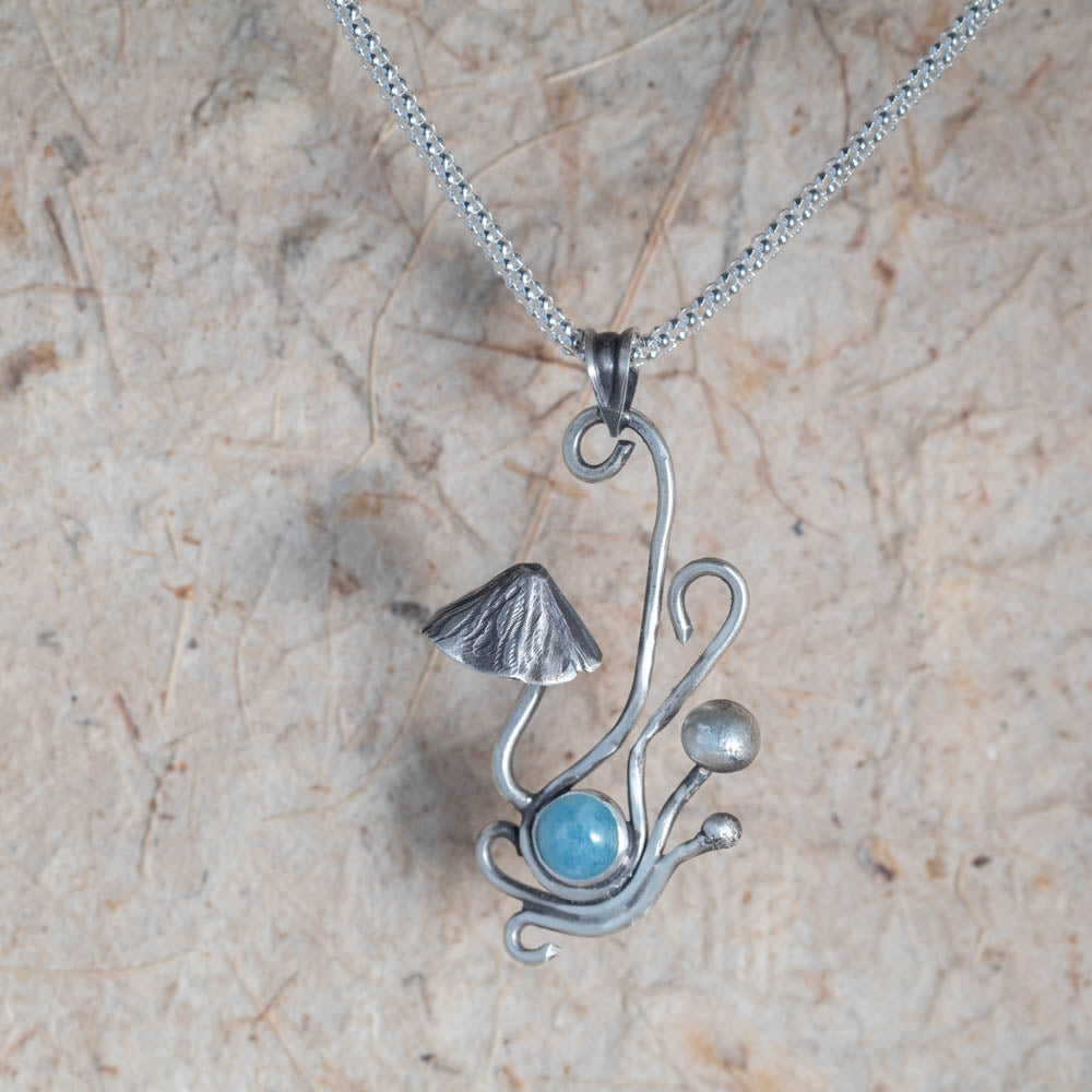 Aquamarine Mushroom Pendant