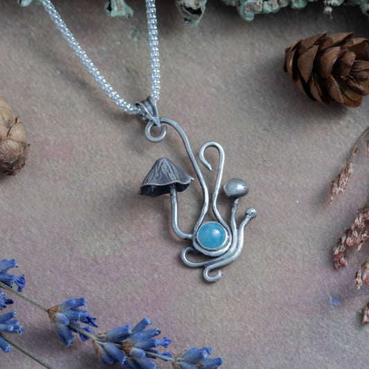 Aquamarine Mushroom Pendant